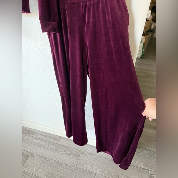 Anthropologie|Burgundy Velour Tracksuit,two piece matching set•••Small/Medium - Picture 8 of 16